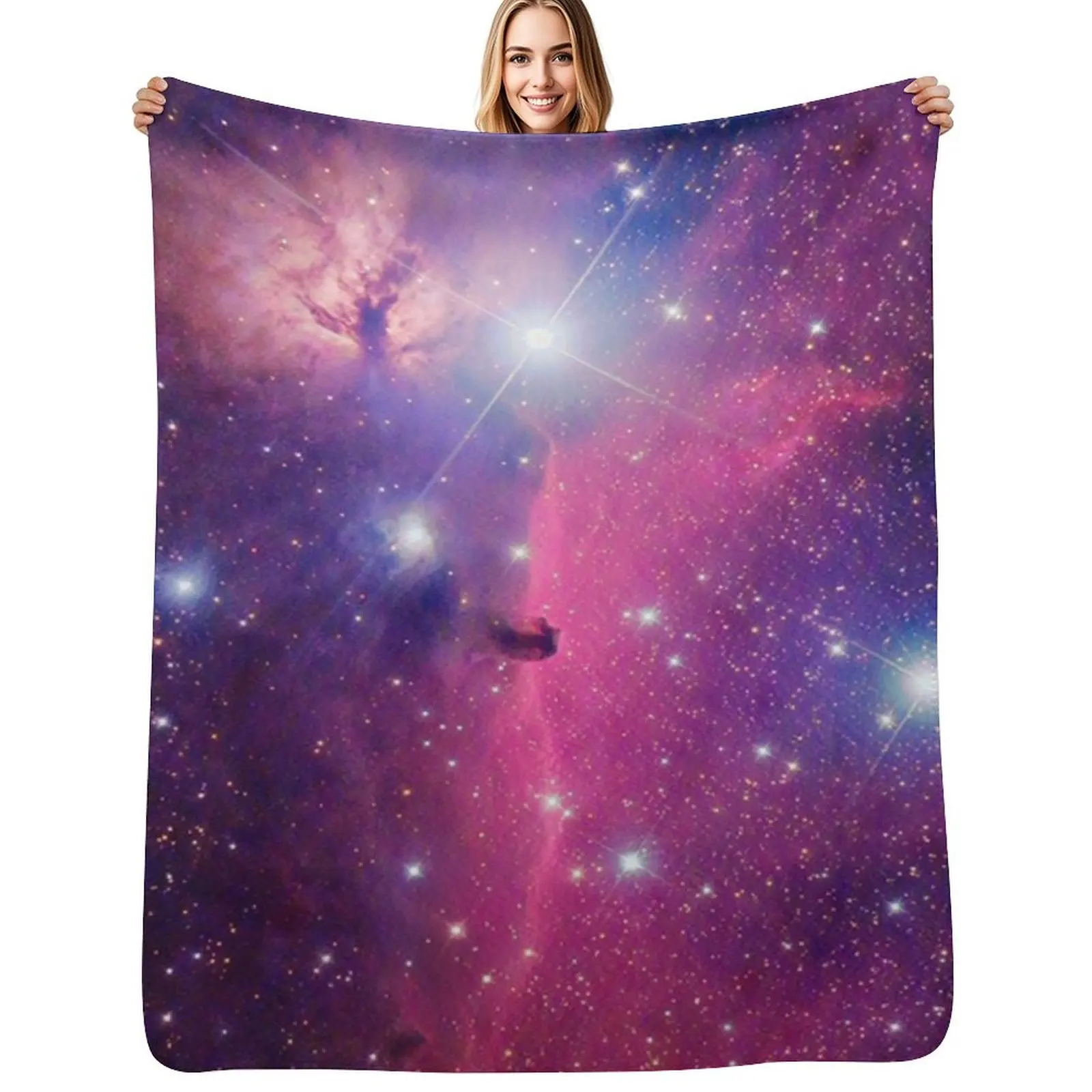 

Purple Galaxy Throw Blanket Flannel Fabric valentine gift ideas Furrys Picnic Blankets