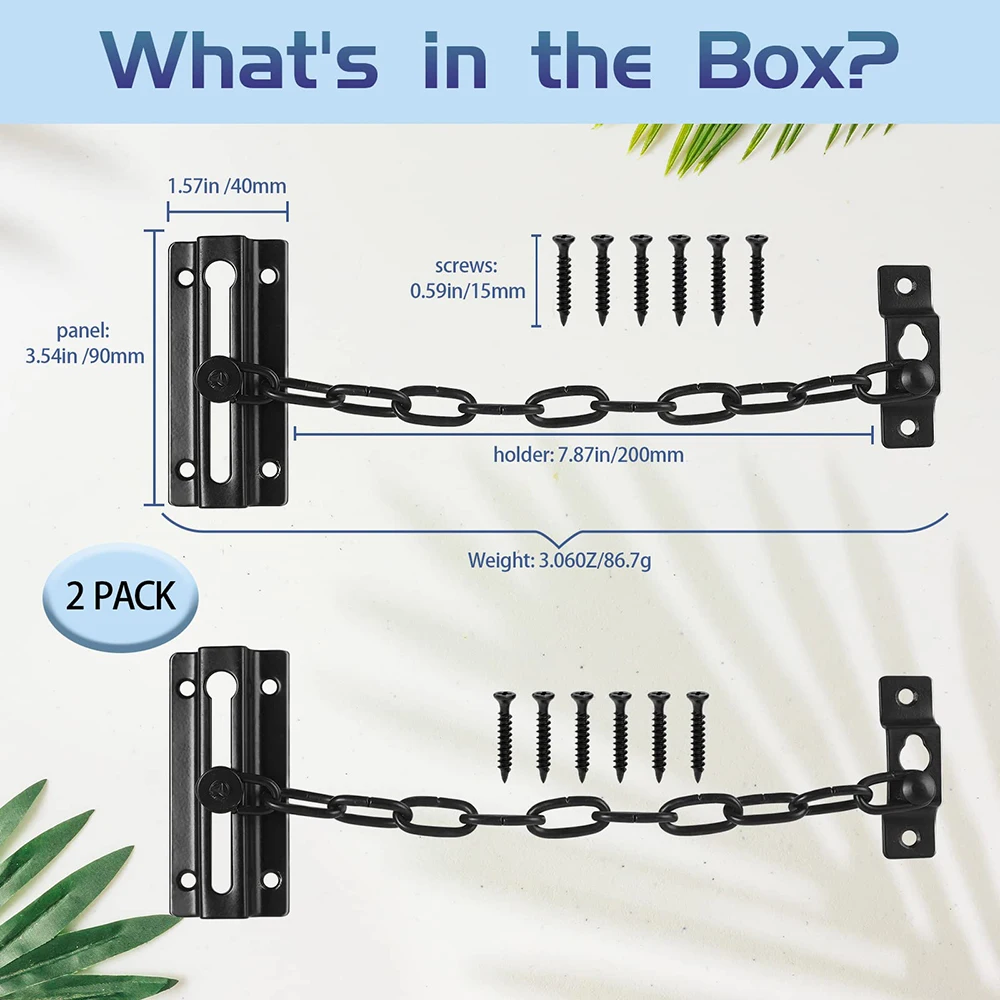 Imagem -06 - Security Chain Guard com Primavera Anti Theft Press Lock Trava de Porta Polida com Parafuso Serviço Pesado Aço Inoxidável