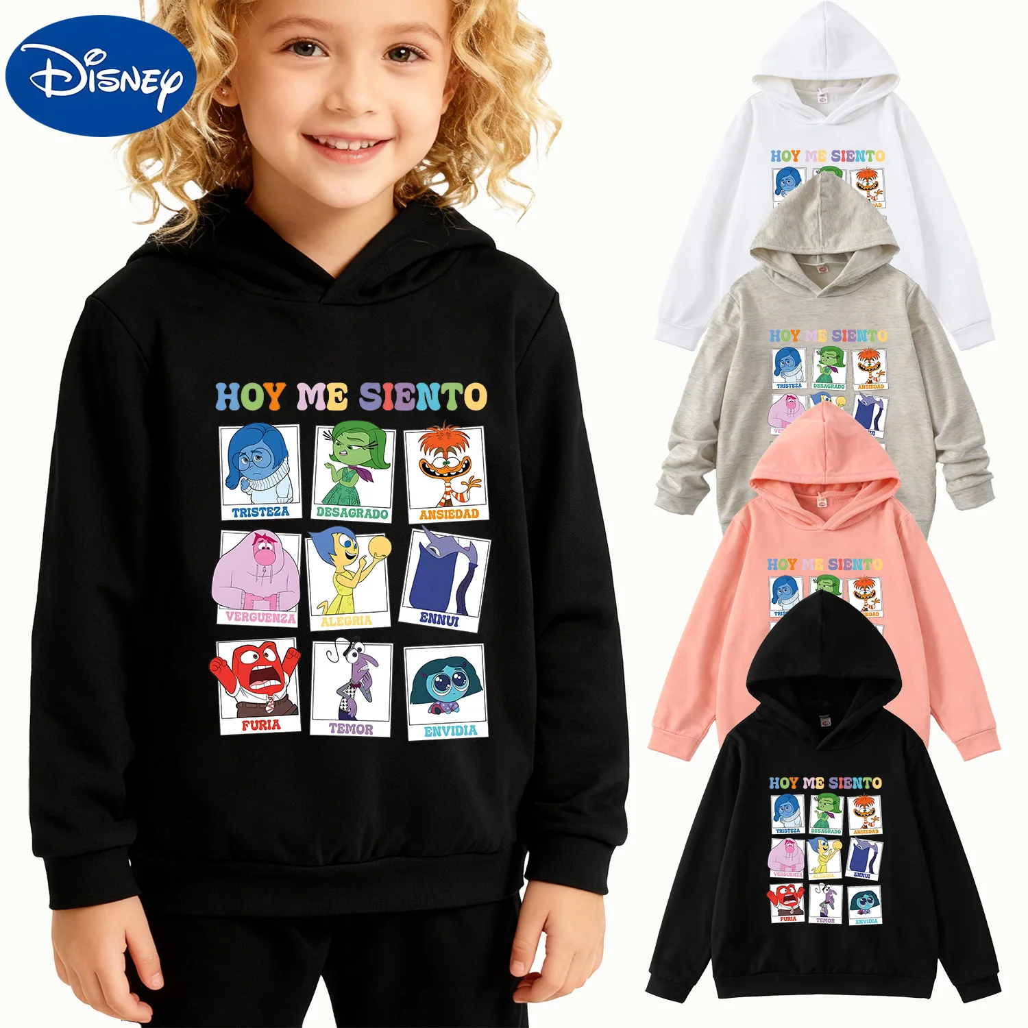 

Kids Disney Inside Out Emotions Hoodie, Black Long Sleeve Pullover
