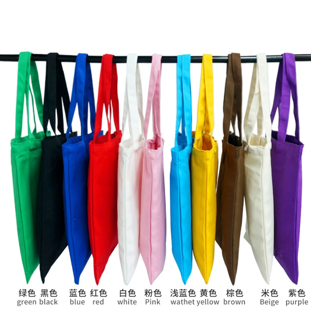 Canvas Cloth Bag Cotton Shopping grocery bags Resuable fabric shoulder bag Folding Tote Portable Handbags School Pen Storage Bag