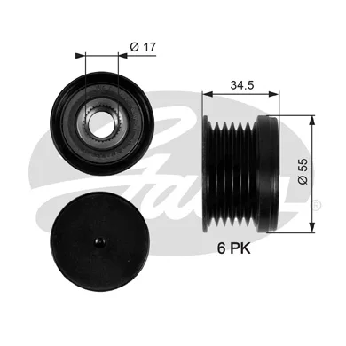 Store code: OAP7090 to the ALTERNATOR pulley (bearing) CADDY III GOLF V VI PLUS JETTA III GOLF V IV PASSAT POLO A1 A3 1,2 1,4TSI (6K)