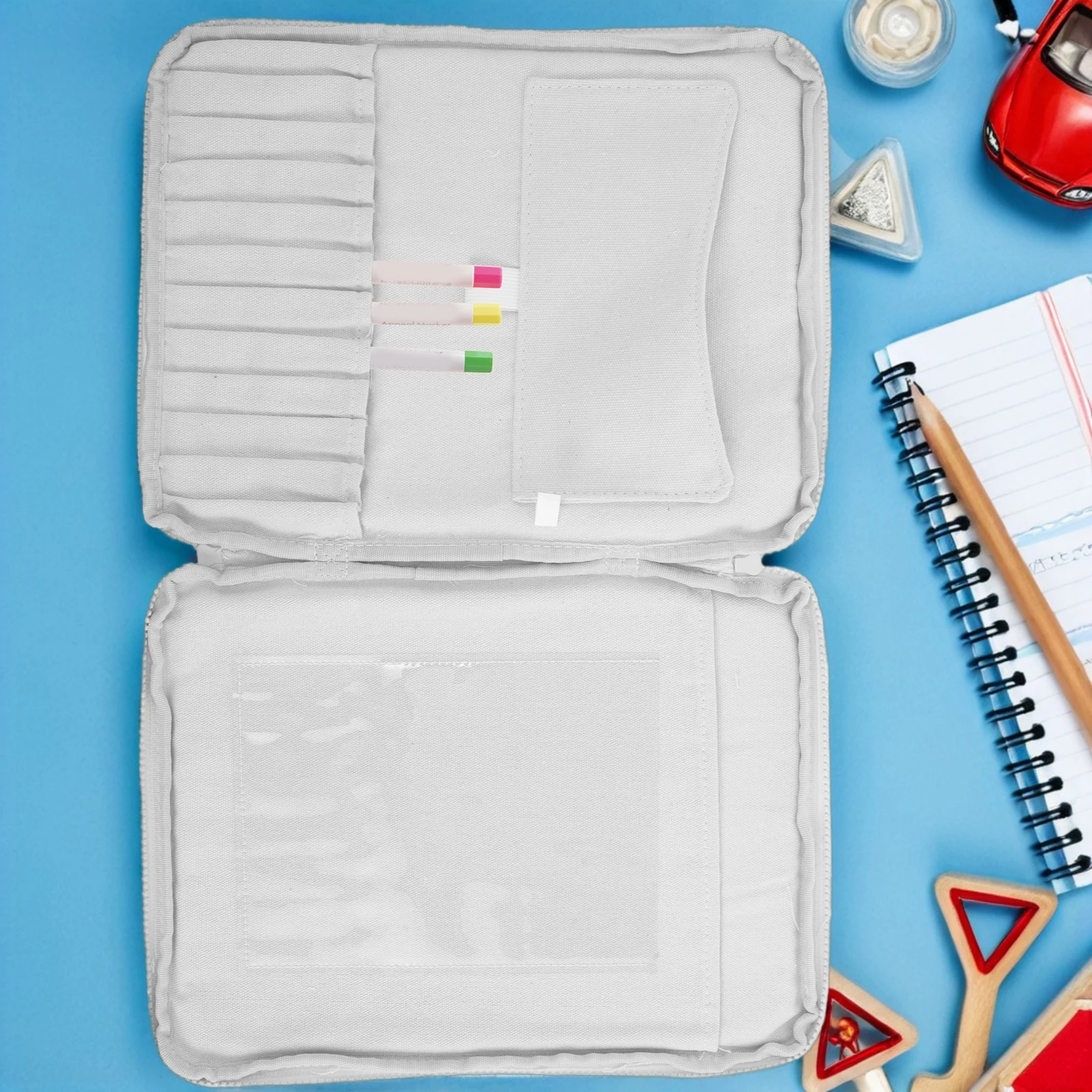 

Multifunctional Kids Marker Case Crayon Storage Bag Canvas Pencil Organizer Zipper Large Capacity Art Supply Pouch School Travel