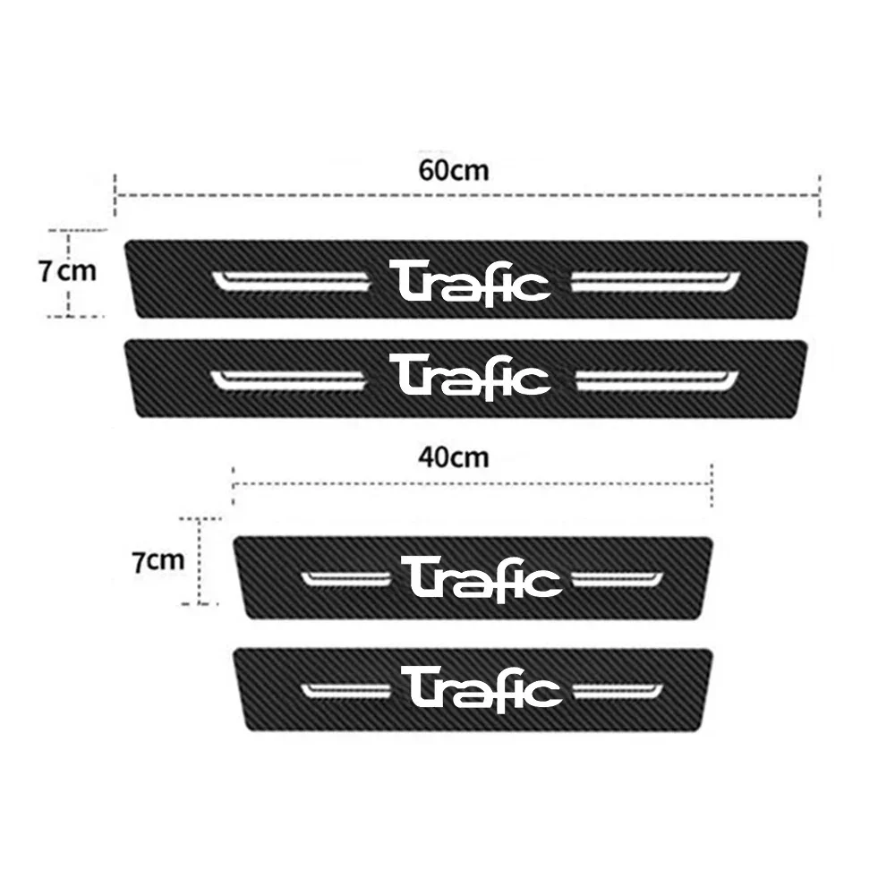 Car Door Pedal Protector Stickers for Renault Trafic Logo Carbon Fiber Trunk Threshold Sill Anti-Scratch Bumper Guards Strips