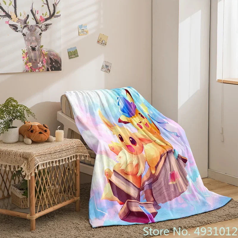 Anime Pikachu Pokemon Flannel Baby Blanket Throw for Bed Sofa Fleece Nap Blankets Boys Girls Children Kids Christmas Gift