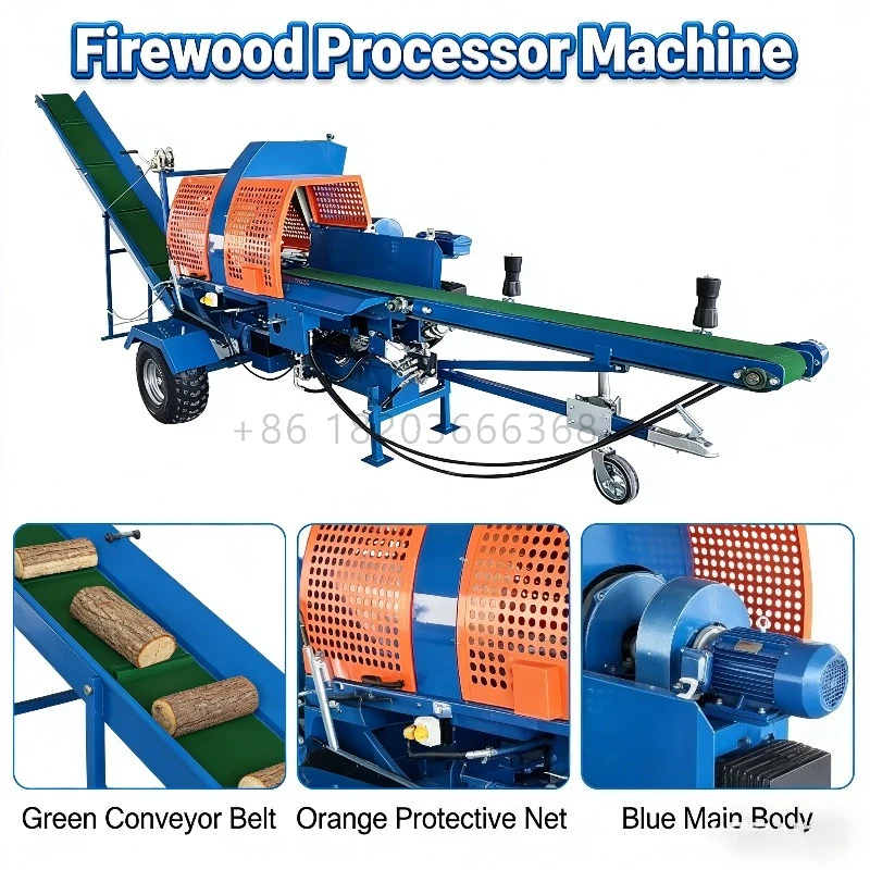 

Customized 2026 Large Heavy-Duty Wood Processor Firewood & Splitter Log With Factory Price Core Components Motor & Pump
