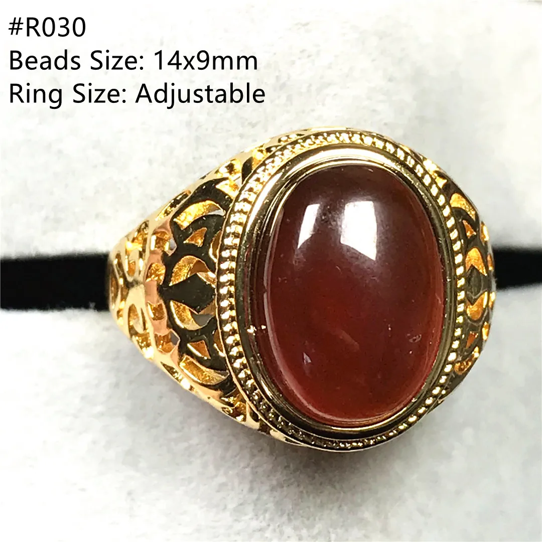 Natural Garnet Ring For Woman Lady Men Orange Red Crystal Gemstone Silver Love Gift Oval Beads Adjustable Ring Jewelry AAAAA