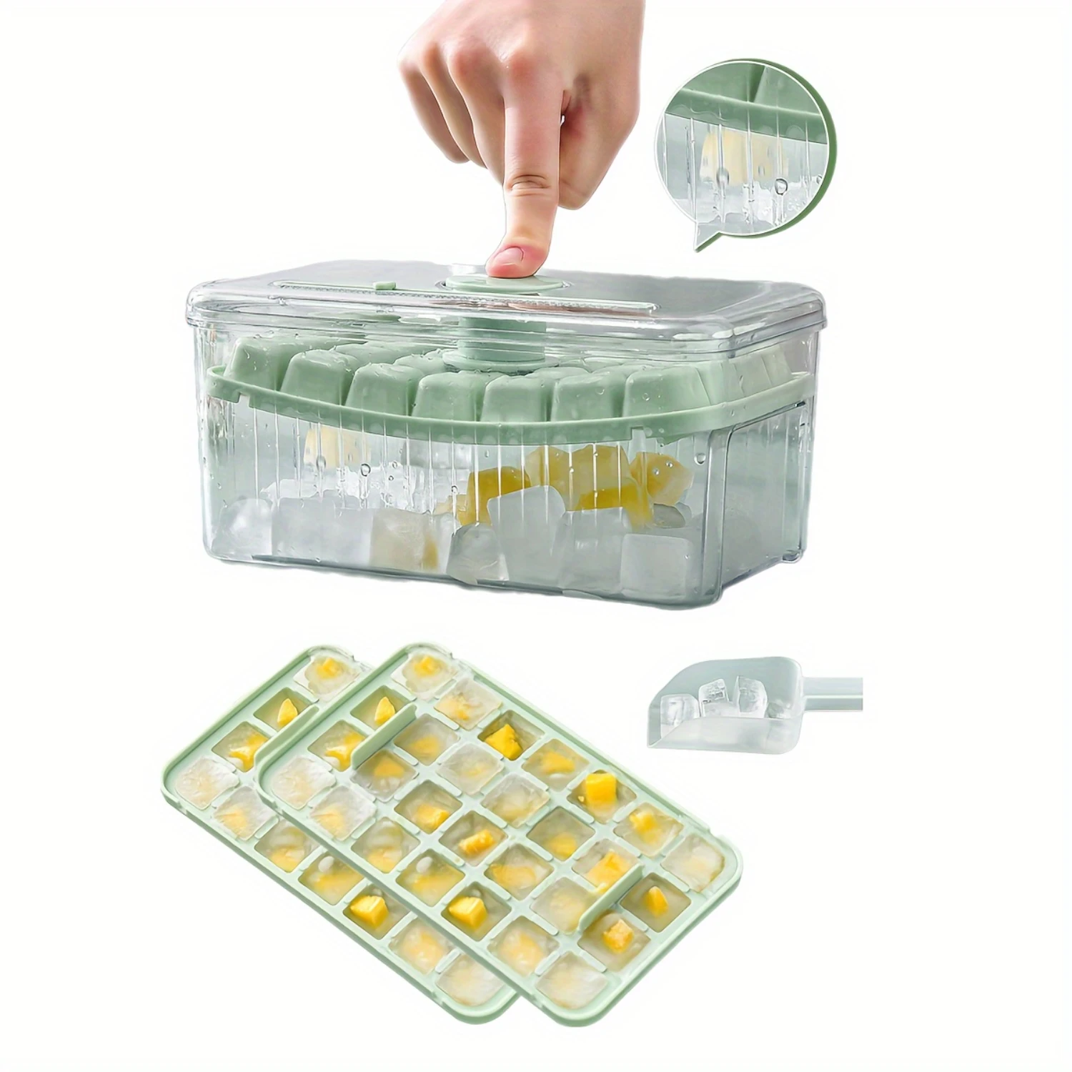 

Ice Cube Trays for Freezer, 2 Pack 64PCS Ice Cube Tray with Lid and Bin, BPA Free, for Chilling Drinks, Cocktail, Coffee