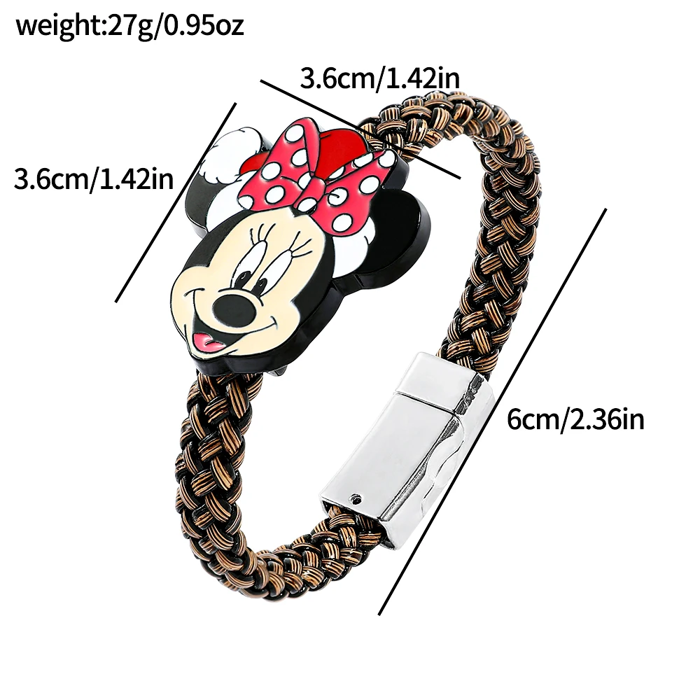 Disney Anime Cartoon Mickey Mouse Bracelet Sweet Cute Minnie Mickey Mouse Bangle For Friends Birthday Jewelry Gifts