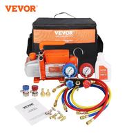 VEVOR 3.5CFM 4CFM Single Stage Rotary Vane HVAC Air AC Vacuum Pump & A/C Refrigerant Kit Manifold Gauge Set for Air Conditioning