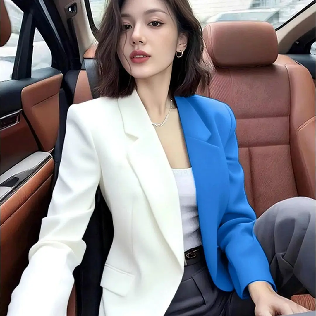 سترة بدلة صغيرة عالية الجودة للنساء لربيع وخريف 2025 سترة عصرية للجوكر ملابس خارجية احترافية ملابس خارجية متباينة للسيدات