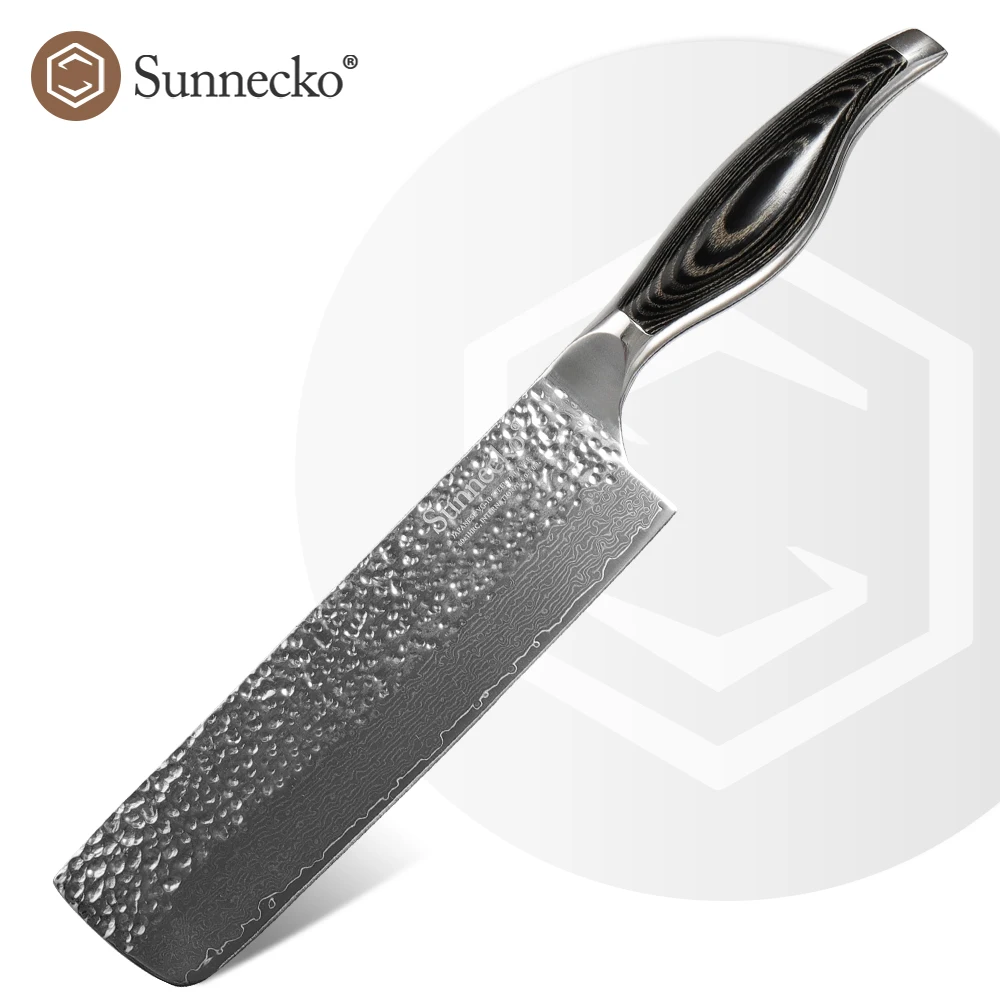 

Sunnecko Nakiri Chef Knife Damascus Steel 73 Layers Japanese Cleaver Knife VG10 Meat Chopping Cutting Cooking Accessory Tools