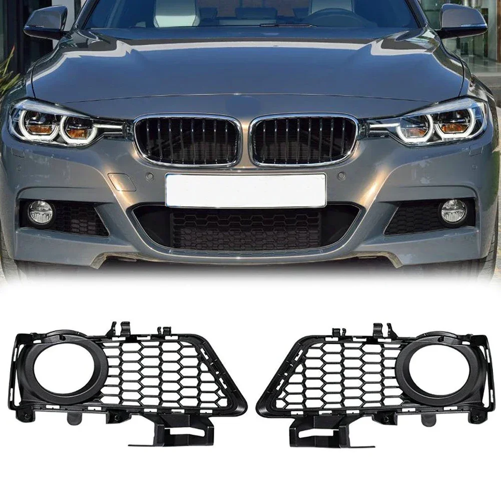 2PCS  Fog Light Cover Grille  FOR Honeycomb Mesh Lower Bumper Grille Fog Light Grille For BMW F30 F31 328i 335i M Sport 12-18