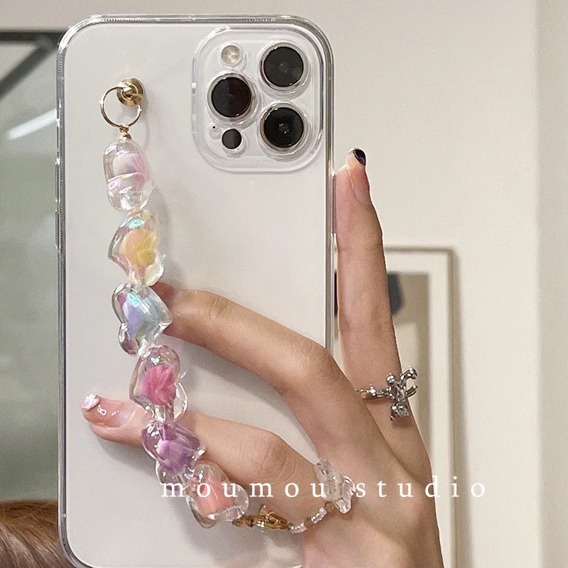 10pcs for iPhone 6 7 8 XS XR 11 12 13 14 Pro Max Transparent Soft Protective Cute Heart Candy Chain Phone Case Protector Cover