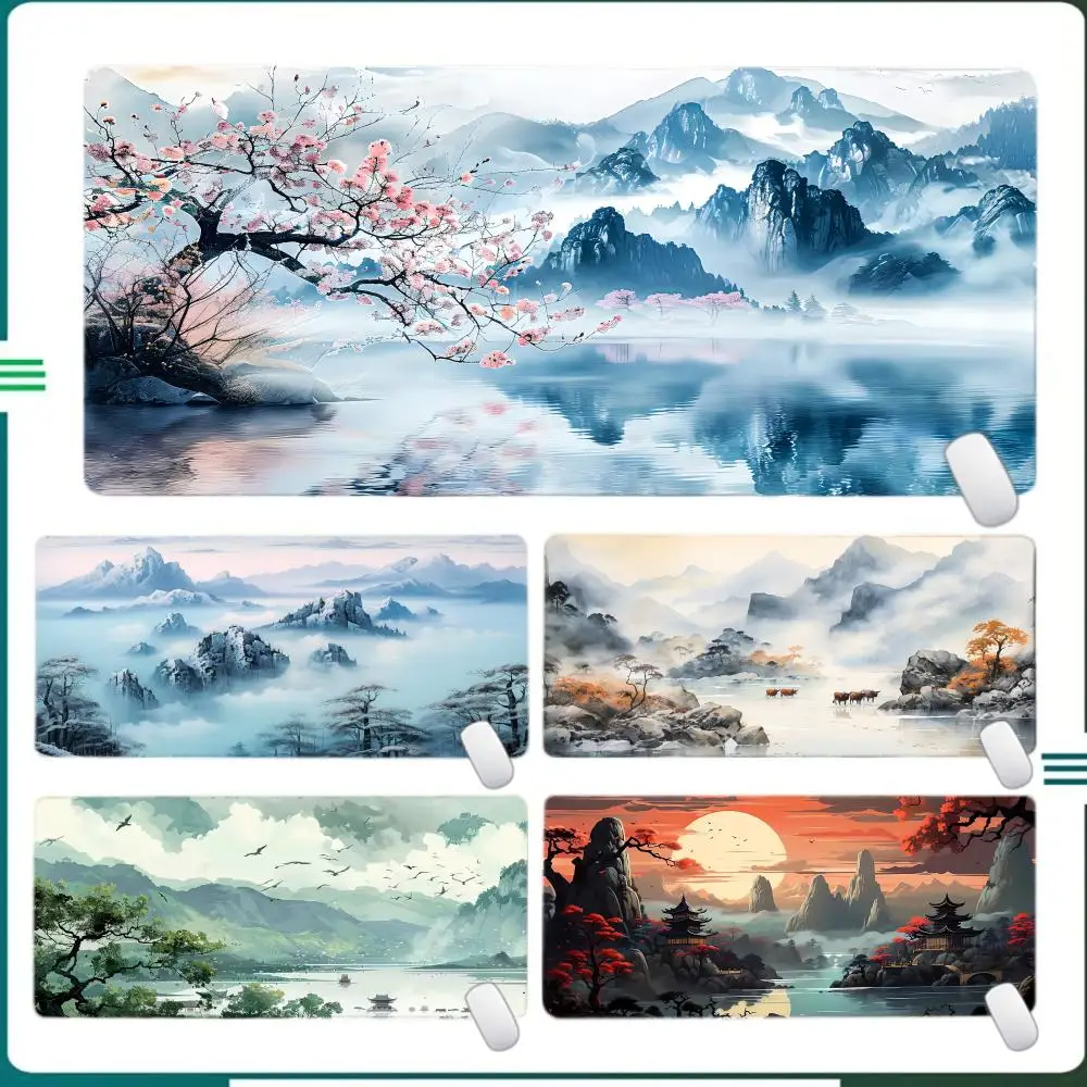 

Коврик для мыши с пейзажным искусством, большой коврик для компьютерной офисной игровой настольный коврик XXL, резиновые противоскользящие коврики с прошитыми краями, коврики для клавиатуры ПК, длинные настольные коврики
