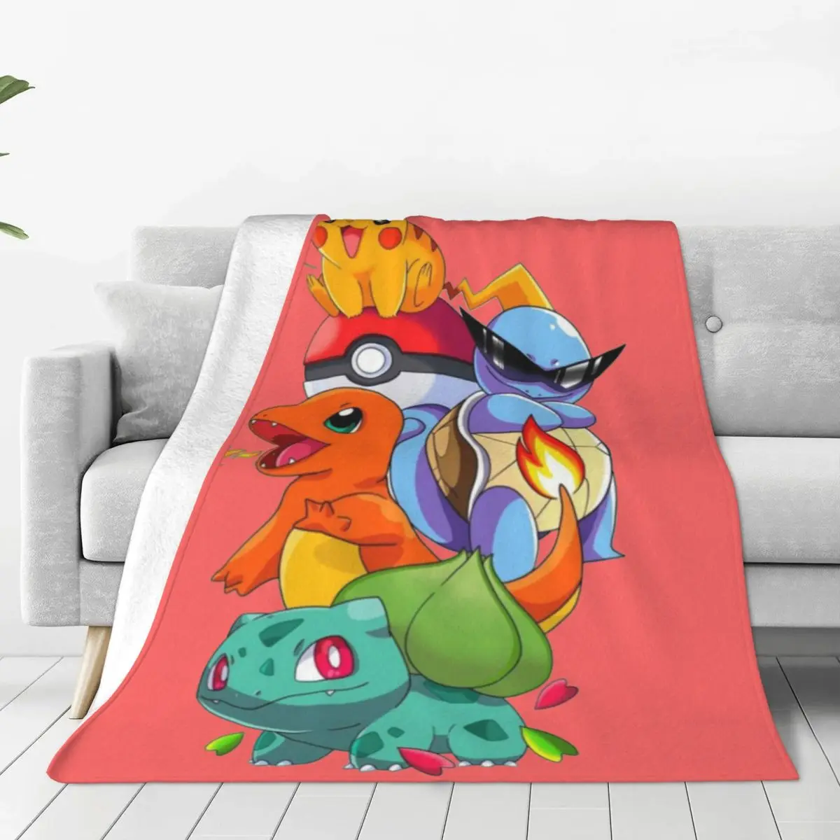 أريكة مخصصة الصوف P-Pikachus الكرتون رمي بطانية دافئة الفانيلا البطانيات لغرفة النوم مكتب الأريكة المفارش
