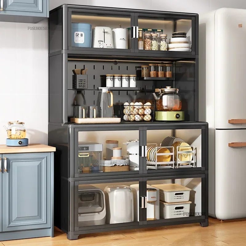 Modern Aluminum Alloy Kitchen Cabinet for Home Floor-standing Storage Cabinet Multi-functional Small Appliance Kitchen Cabinets