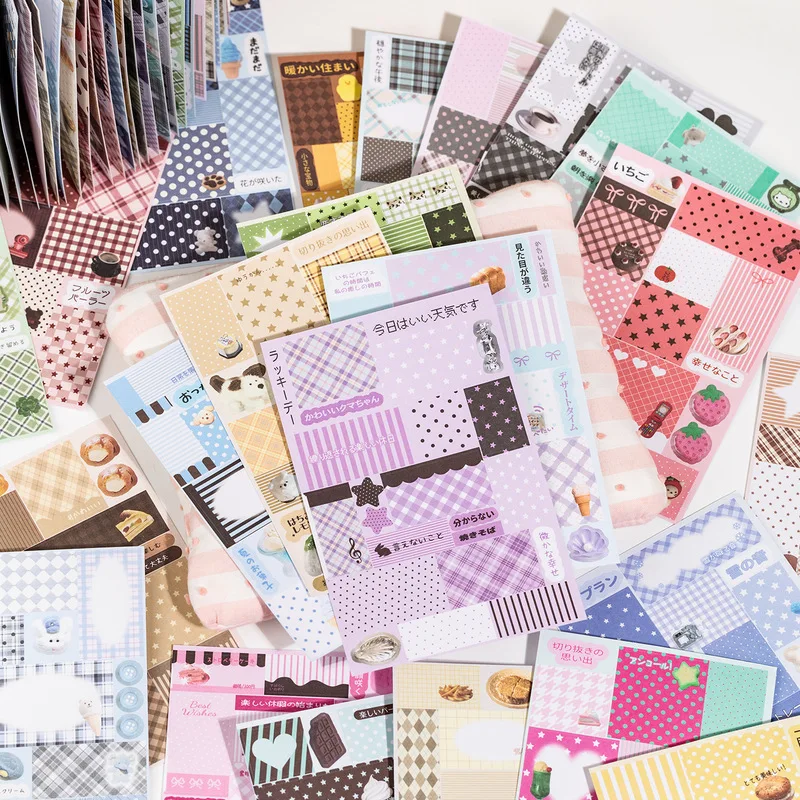 30Pcs Nostalgic Writable Paper Sticky Stickers, Multi‑Grid Block Note Decals for Journal Collage Supplies