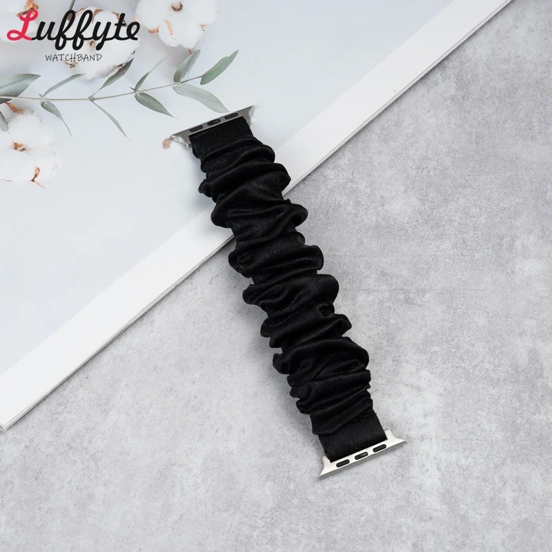 Elastic Scrunchie Strap for Apple Watch Band 44mm 40mm 42mm 41mm 38mm 45mm 49mm Ultra Loop Bracelet IWatch Women 9 8 7 6 5 4 SE