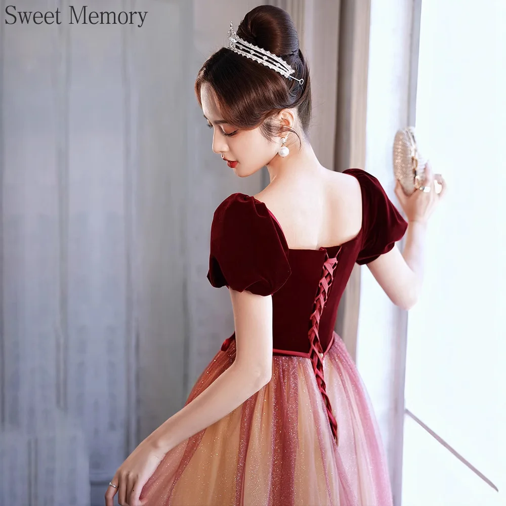 

M3130 Customized Square Collar Short Sleeves Dress Princess Party Gown Sweet Memory Happy Birthday Homecoming Dresses For You