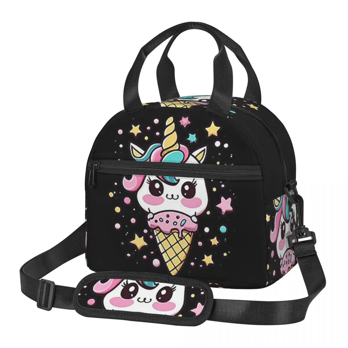 Ice Cream Unicorn Lunch Bags Insulated Bento Box Waterproof Lunch Tote Picnic Bags Thermal Bag for Woman Children School