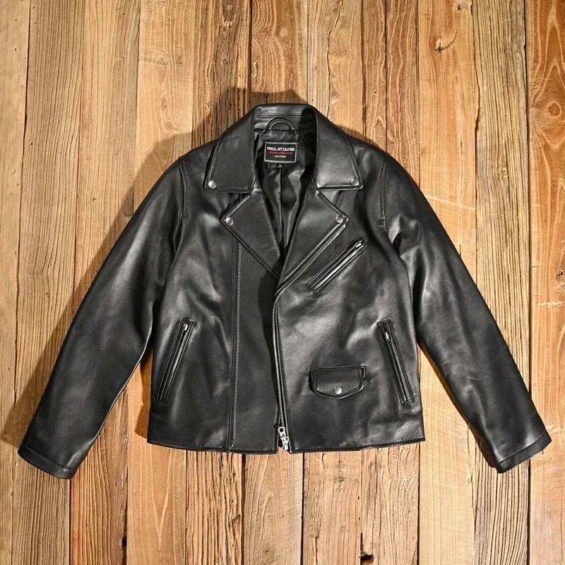 Chaqueta de cuero genuino para mujer, abrigo de piel de oveja, estilo Harley, Retro, novedad de 2023