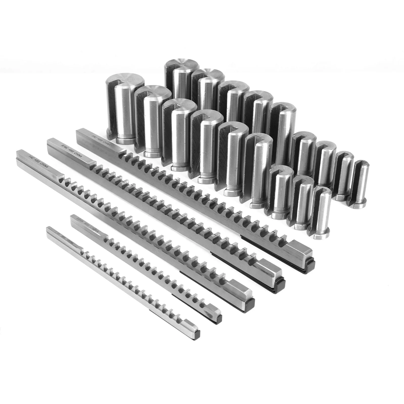 

Набор для протяжки шлицевых пазов (5 протяжек, 18 втулок, 7 прокладок), 30 предметов, для металлообработки и производства