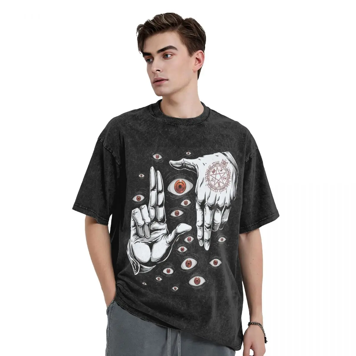 

Alucard Hellsing Manga Washed T Shirts Casual Short Sleeve Hip Hop T-Shirt Streetwear Tops Tees for Men Women