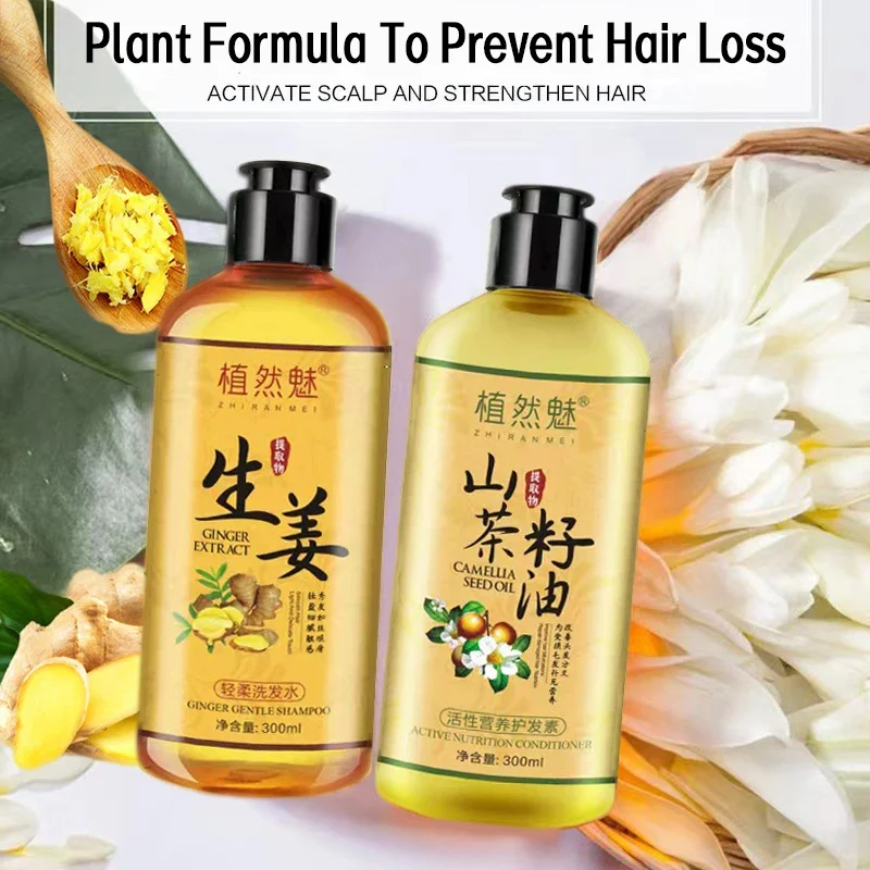 

300ml Anti Hair Loss Fast Growth Thicker Dense Control Hair Oil Treatment Dandruff Ginger Shampoo And Hair Mask