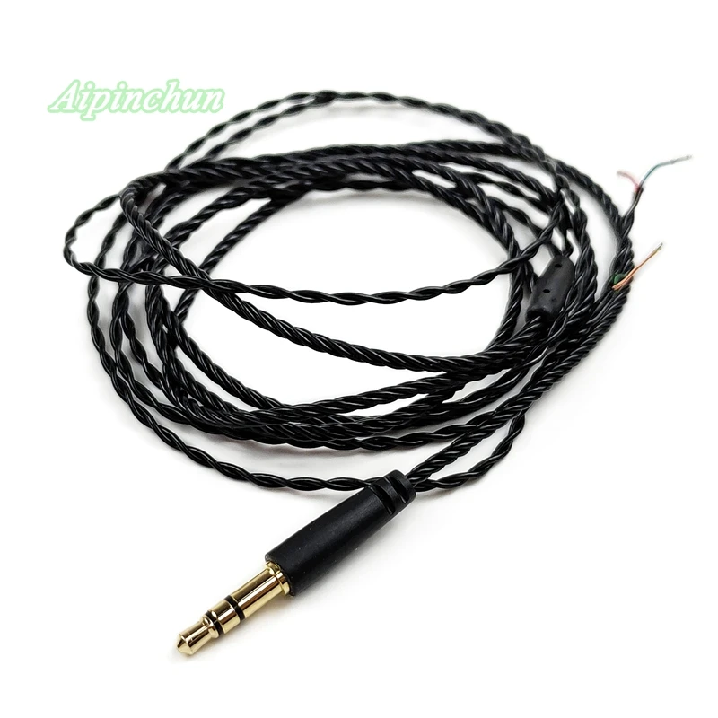 Aipinchun-Cable de reparación de auriculares, Conector de 3 polos, negro, 3,5mm