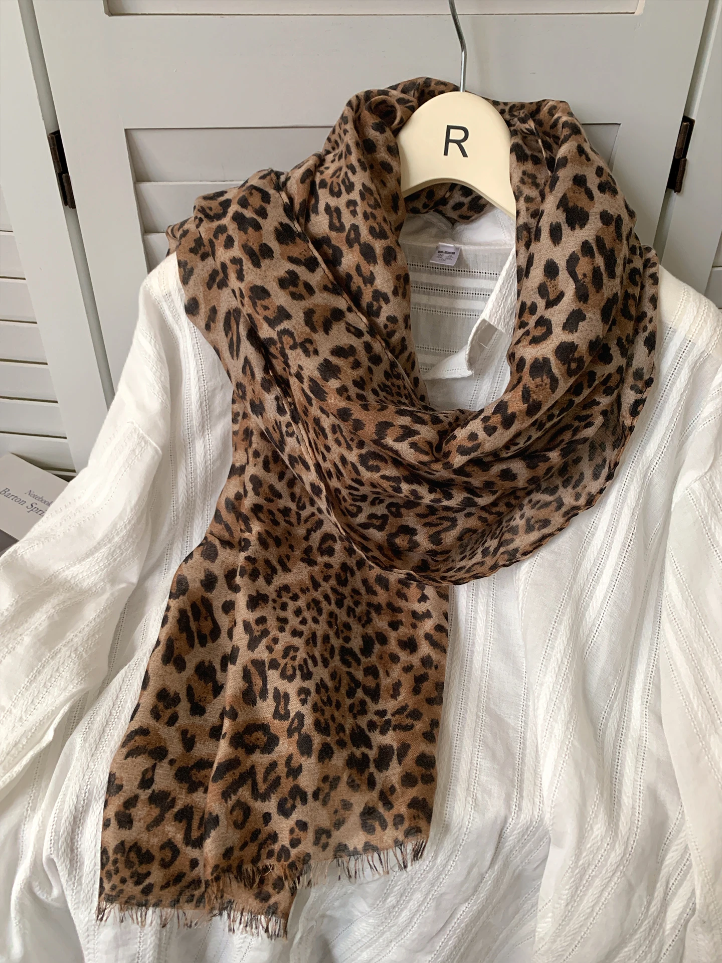 Retro American Leopard Print Long Scarf Women's High-End Sensation Spicy Girl Style Neck-Tie Scarf Air Conditioned Room Shoul...