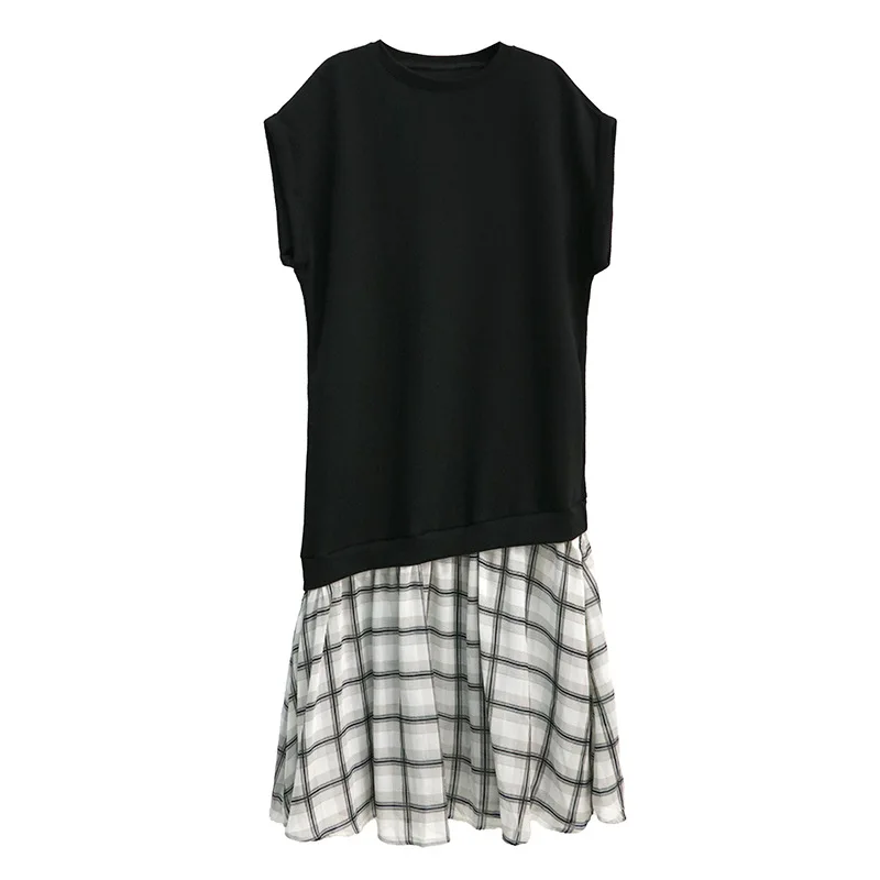 Tannt femmes robe Patchwork asymétrie mode t-shirt robes irrégulière couleur correspondant décontracté été robes amples 2025 nouveau