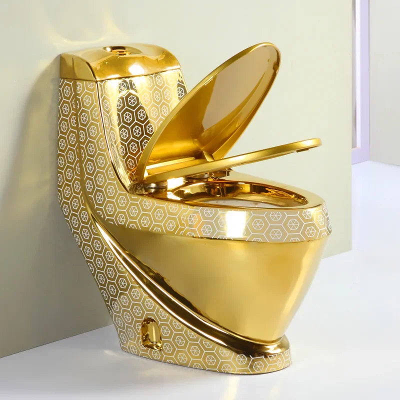 Bathroom Toilet,European Easy Cleaning Washdown Gold Electroplated Toilet Bowl Bathroom Luxury Toilets