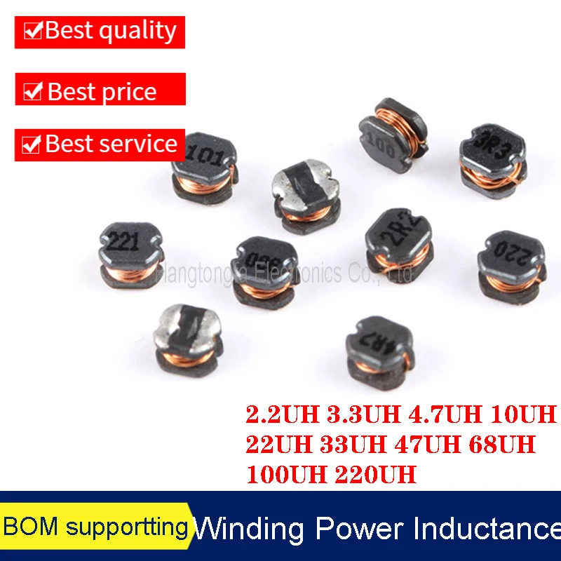 

10pcs CD75 Chip Inductor 2.2UH 4.7UH 4R7 10UH 101 22 UH 33 47 100 220 470UH Winding Power Inductor