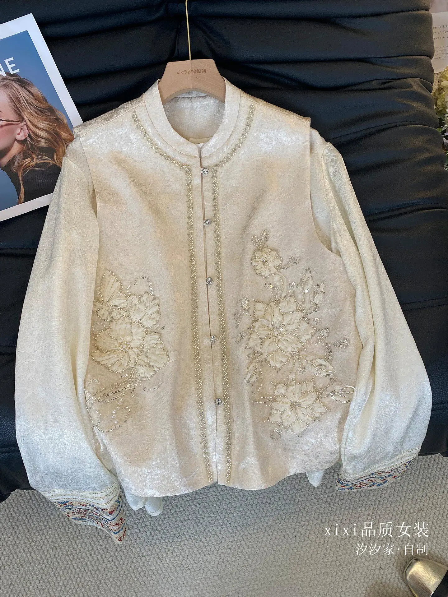 

New White vest, women's sequins, layered embroidery, fashionable vest