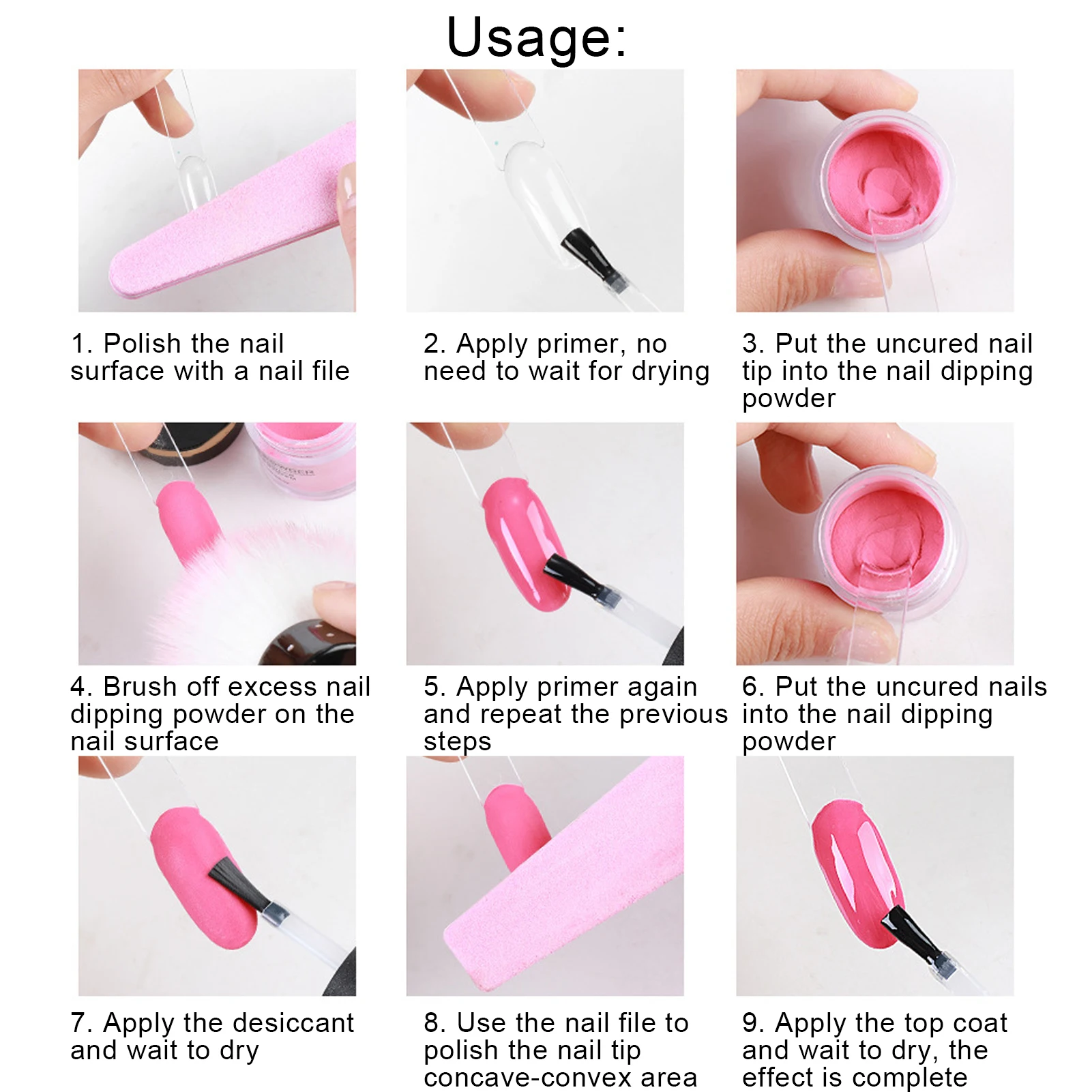 Nagel Pulver Nagel Tauch Pulver Set 10 ml Nail art Pulver Top Basis Mantel Gel Staub Pinsel Maniküre Werkzeug set