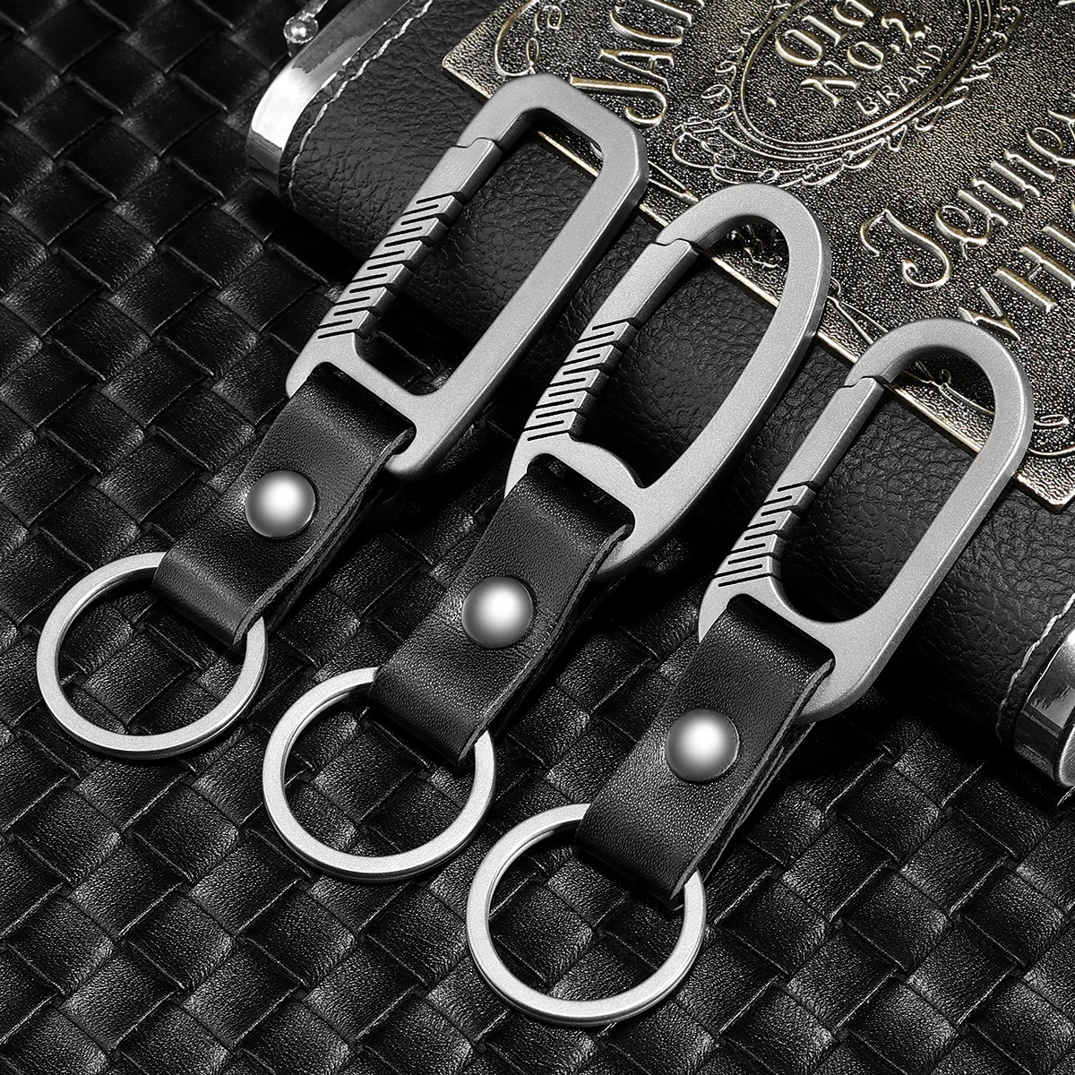 Titanium Leather Key Chain Men EDC for Car Keychain Buckle Luxury Lightweight Key Ring Holder Tool Carbiner Gift Gadgets for Men