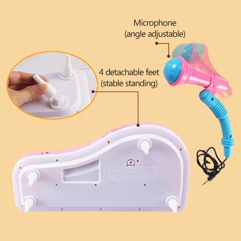 Piano musical infantil com teclado eletrônico de 37 teclas, piano para crianças com microfone, instrumento musical, brinquedos educativos para meninos e meninas