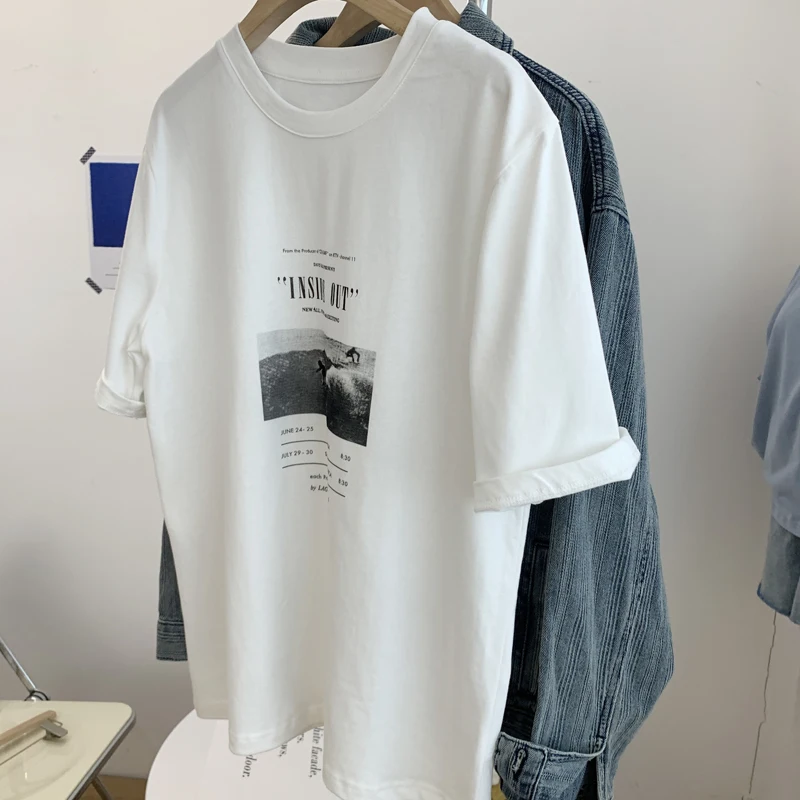 2023 summer Short Sleeve pure cotton t shirt Fashion graphic Print Short Sleeve oversized t-shirt white tee Shirt Unisex y2k Top