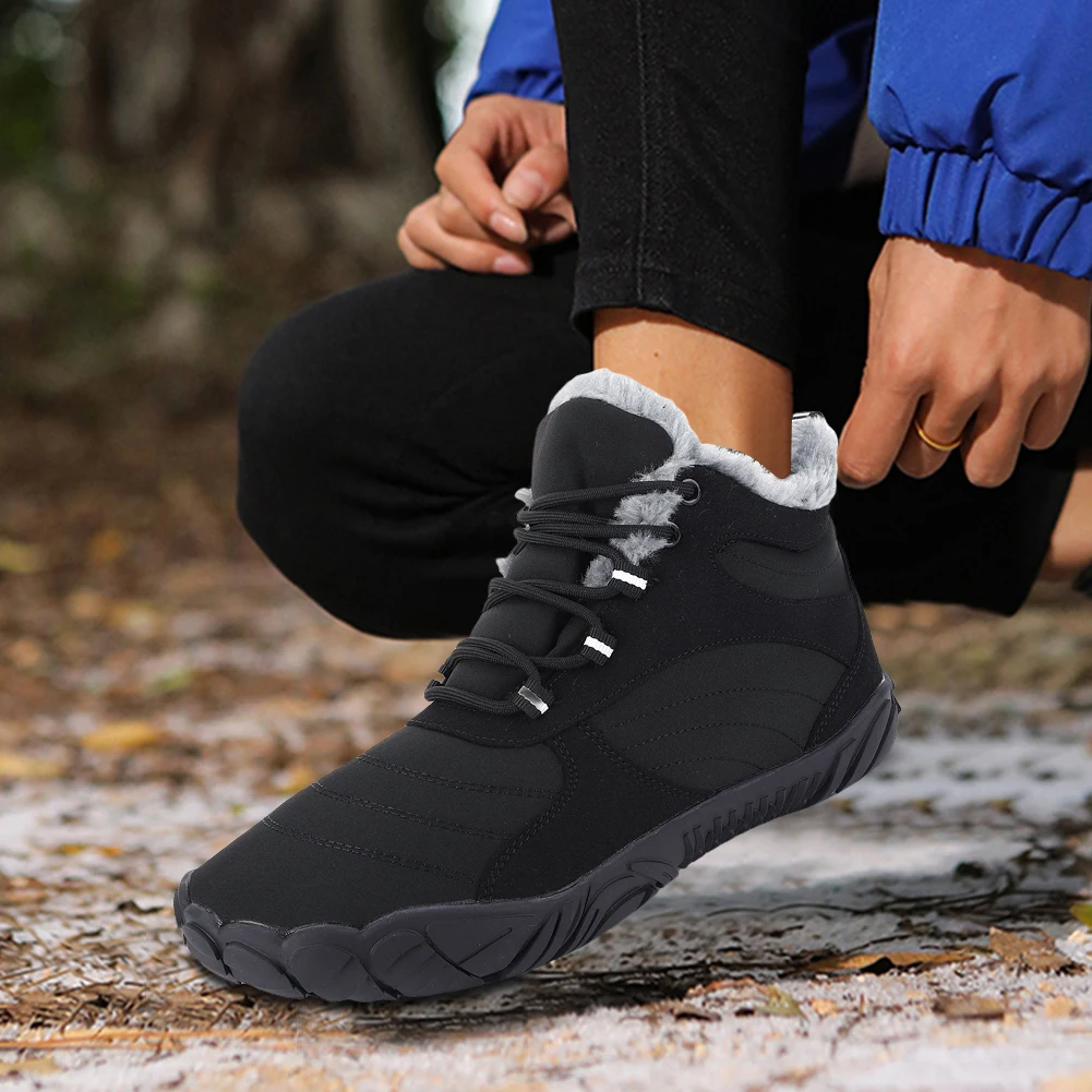 New Winter Boots for Men Women Snow BareFoot Outdoor Non-slip Warm Fur Casual Sneakers Ankle Boots Hiking Shoes Size 36-46