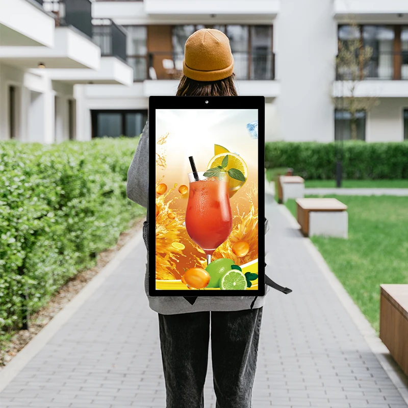 

Portable 21.5 Inch Digital Backpack Advertising Billboard Built in camera Walking Motorcycle Riding Backpack Billboard