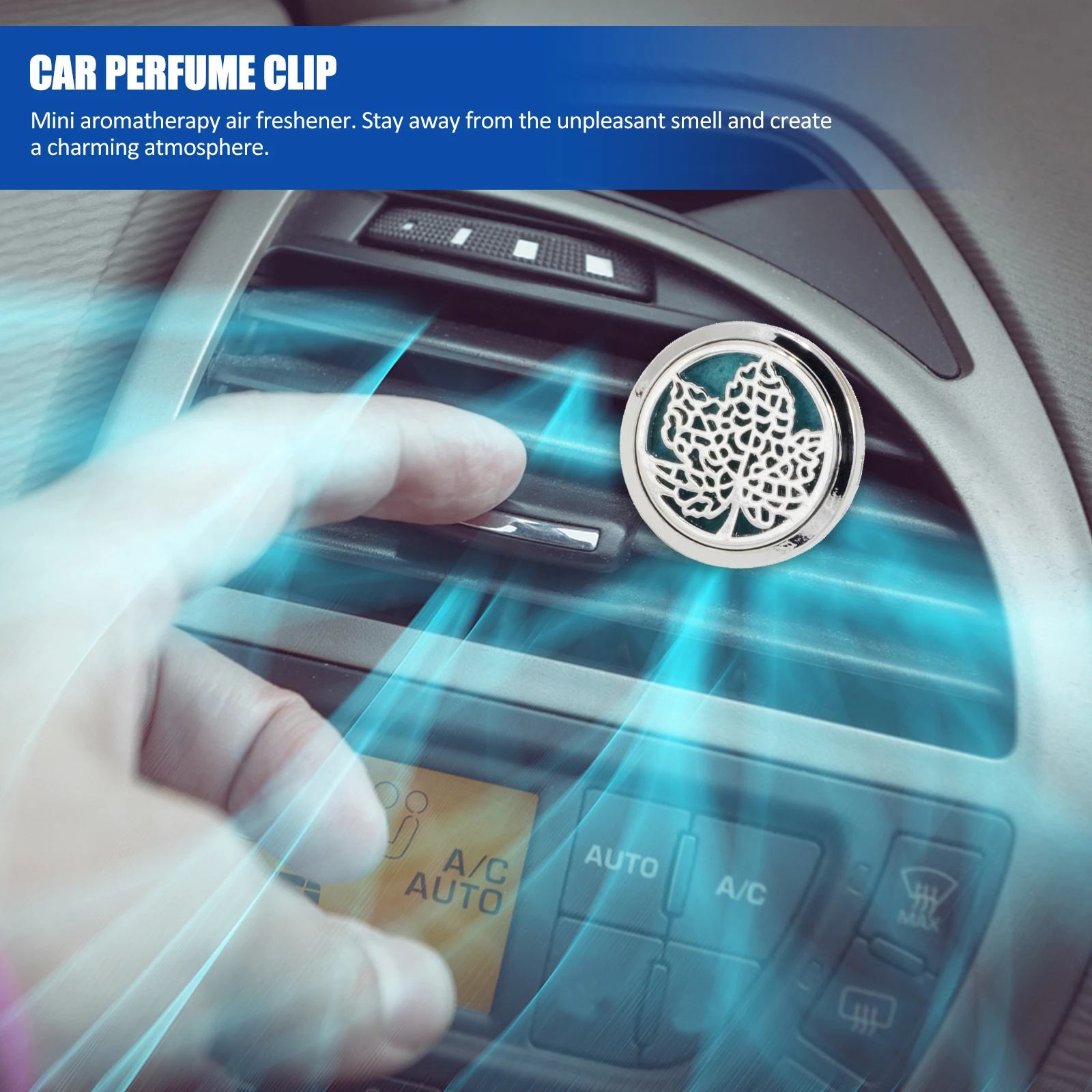 

Stainless Steel Car Air Freshener Clip Leaf Design Perfume Diffuser Vent Aromatherapy Durable Elegant Decor For Car Home Office
