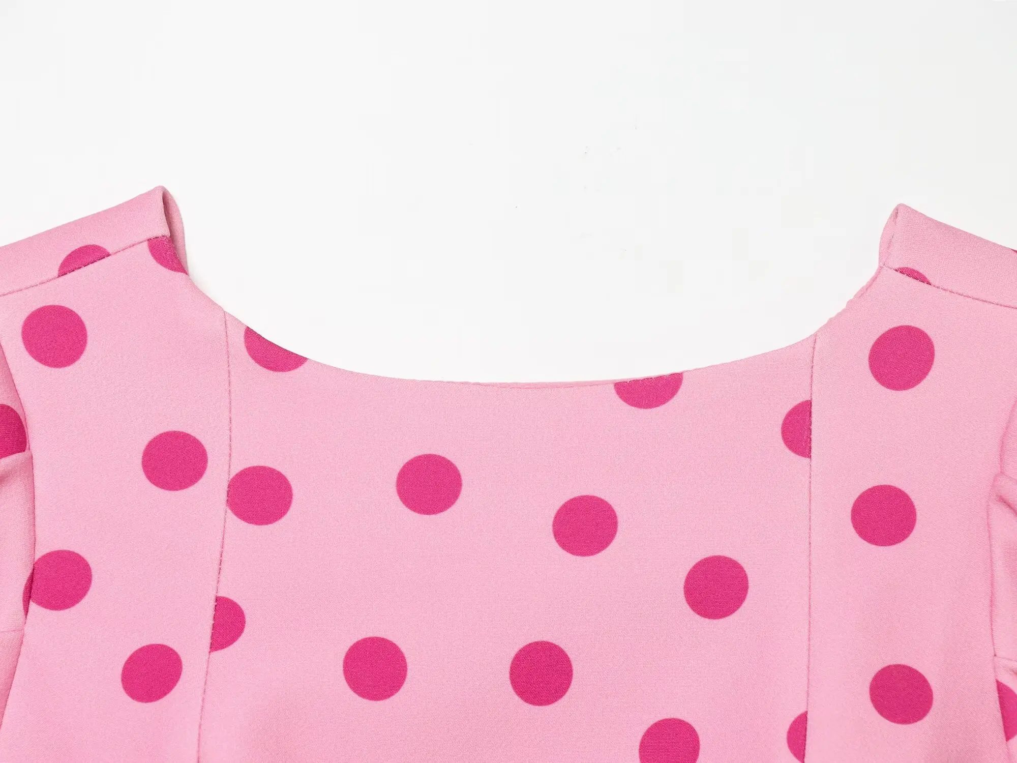 BSAY 2026 Sommer Damen Polka Dot Peplum-Top mit Puffärmeln und Rundhalsausschnitt – Elegante, schmal geschnittene Freizeitbluse für den Alltag – Detail 15
