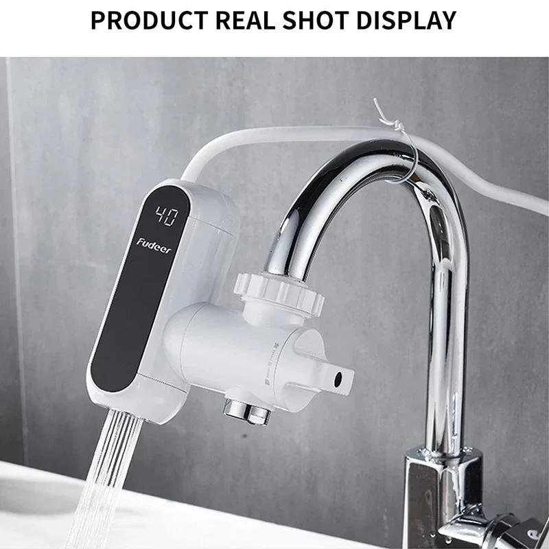 Fudeer Water Heater Faucet Instant Tankless Electric Heating Water Tap Adapter Kitchen Instant Heating Tap Water Heater EU