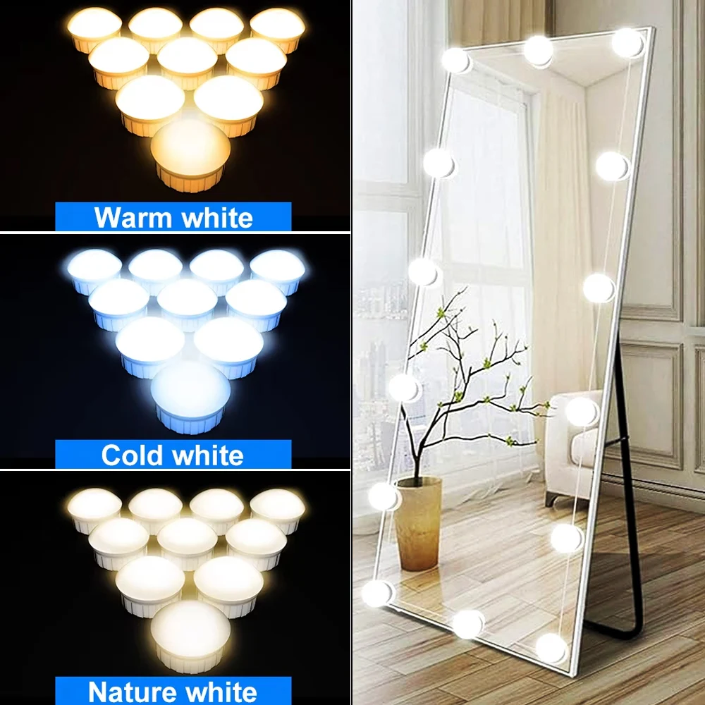 10 bulb mirror headlight LED makeup light rotating winding dimming color matching makeup mirror fill light dressing table