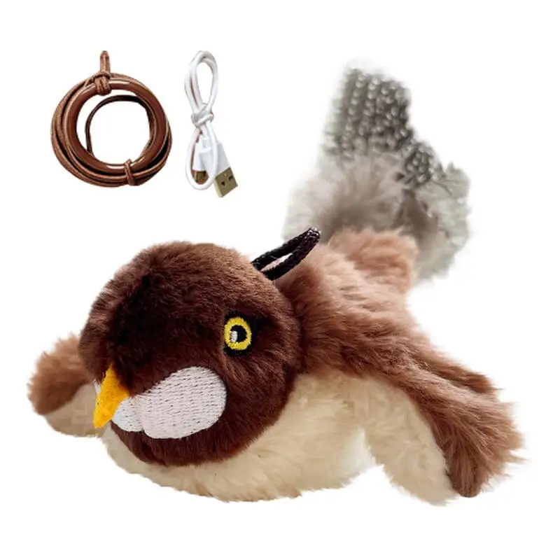 Игрушка Flappy Bird Cat, хлопчащие крылья, воробей, игрушка для кошек, реалистичная плюшевая игра с изображением котенка, для упражнений, погоня, охоты