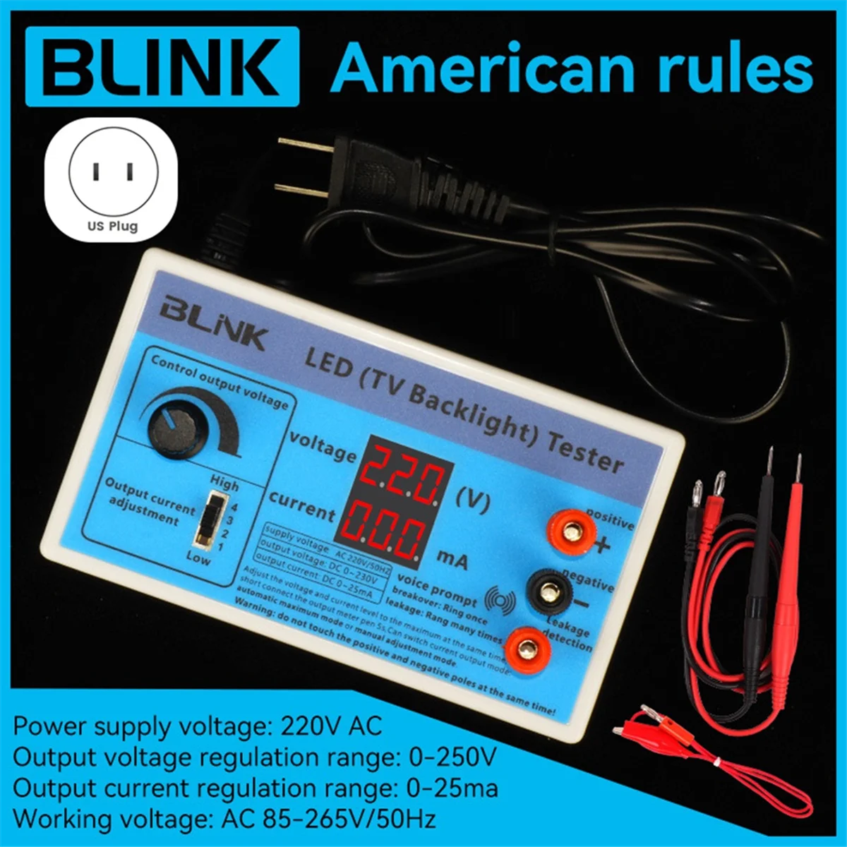 TV Backlight Tester Meter 0-230V Output Multipurpose LED Lamp Strip Bead Test Measurement Inspection Tool US Plug