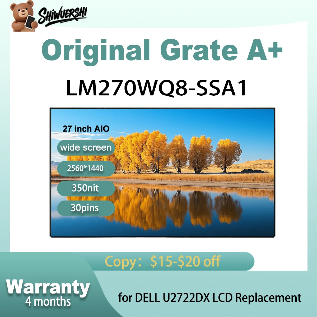 

Original New LM270WQ8-SSA1 LM270WQ8 SSA1 LM270WQ8 (SS)(A1) 27 inch IPS LCD Screen For Dell U2722D DX DE Display