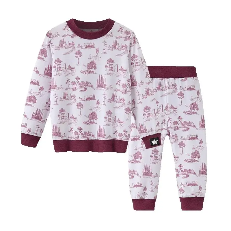 AA SS25 - Children and Baby Clothes French Toile Blue Pink Cozy Pajamas and Footies with Hat for Layette Kids Set Baby Romper