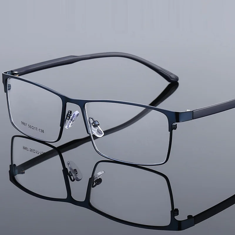 Oversized Titanium Alloy Eyeglasses Frame Men Metal Square Myopia Prescription Full Optical Eyewear Transparent Glasses