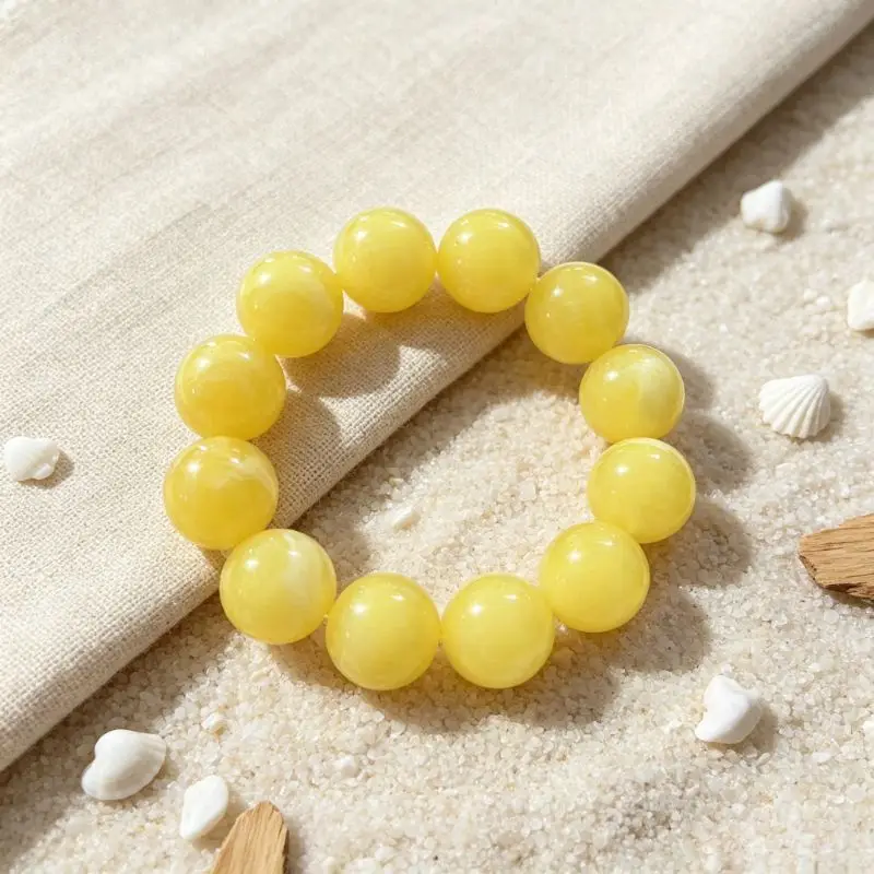 The Second-generation Yellow Honey Round Bead Single-circle Bracelet, Simple and Versatile Jewelry Handicrafts